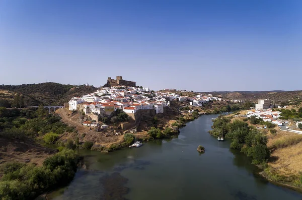 Flygbild Över Den Vackra Byn Mertola Alentejo Portugal Koncept För — Stockfoto