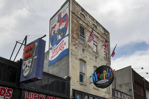 Memphis Tennessee Junio 2014 Detalle Edificio Letreros Beale Street Ciudad — Foto de Stock