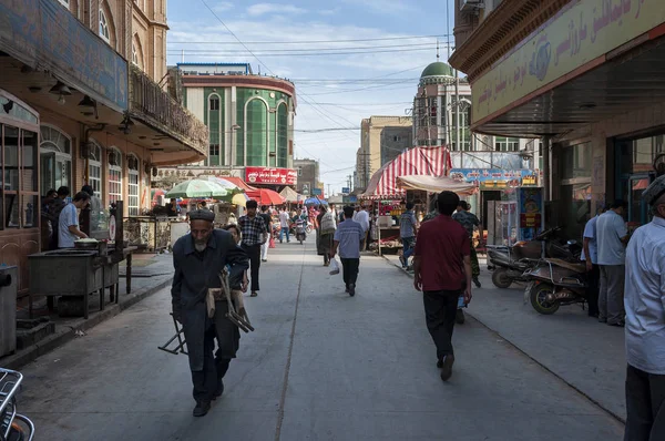 Kashgar Xinjiang Kína Augusztus 2012 Emberek Egy Utcában Város Kashgar — Stock Fotó