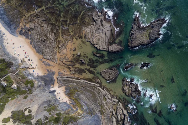 Aerial View Carreagem Beach Rock Formations Aljezur Algarve — Stock Photo, Image