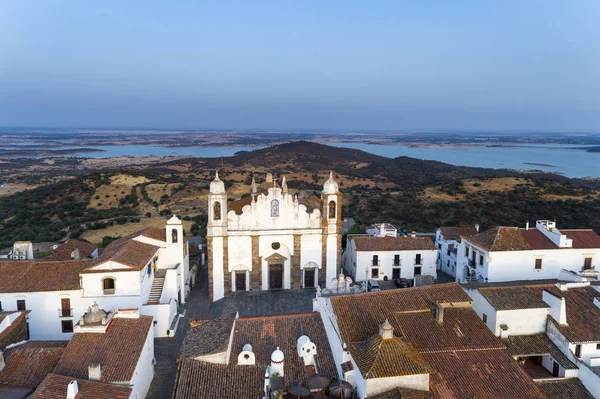 Widok Lotu Ptaka Piękną Historyczną Wioskę Monsaraz Alentejo Portugalia Koncepcja — Zdjęcie stockowe