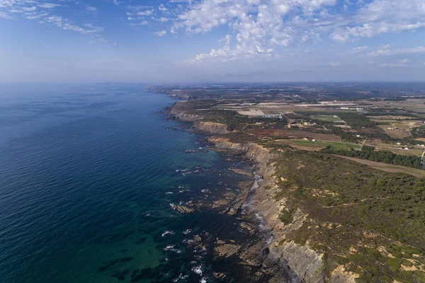 Vista Aérea Costa Acantilados Cerca Playa Esteveira Aljezur Algarve — Foto de Stock