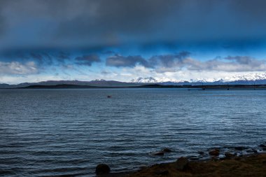 View of the Beagle Channel from the port of the city of Ushuaia, in Terra del Fuego, Argentina, South America clipart