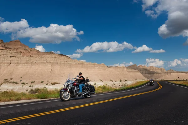 Badlands National Park Dakota Sul Agosto 2014 Motociclistas Andando Helicóptero — Fotografia de Stock