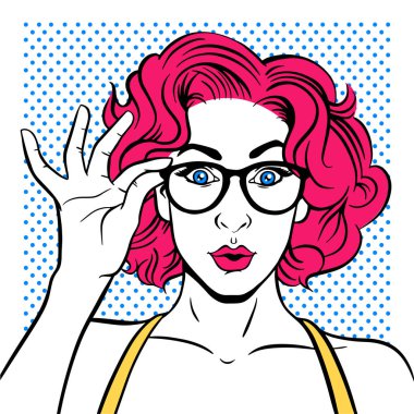 Kadın gözlük pop sanat tarzı dokunmadan