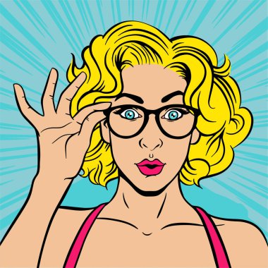 Kadın gözlük pop sanat tarzı dokunmadan