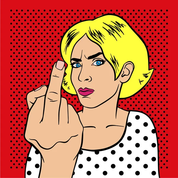 Naštvaná Žena Ukazuje Symbol Stylu Pop Art Prdele — Stockový vektor
