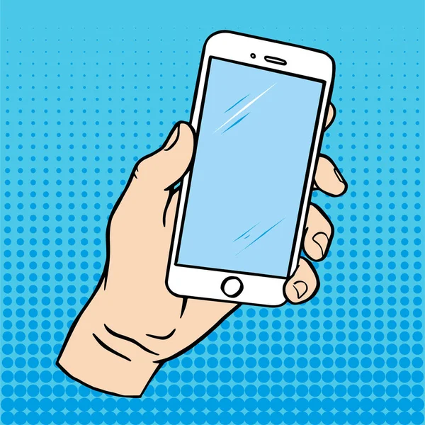 Mão Humana Segurando Smartphone Estilo Desenho Animado Simples —  Vetores de Stock