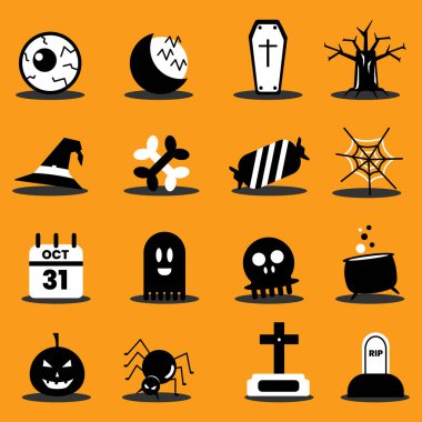Ürkütücü Cadılar Bayramı tasarımları için mükemmel. Bu simgeleri hayaletler, balkabakları, örümcekler ve daha fazlası için kullanın..