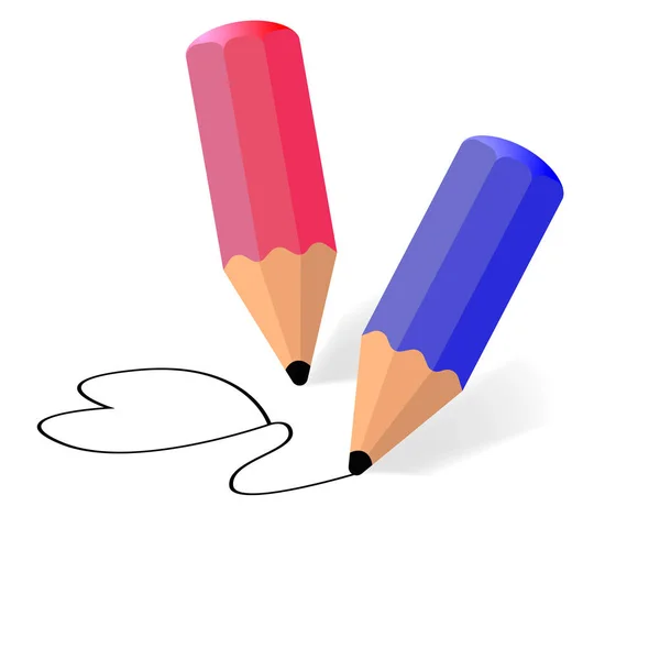 Blue Red Pencil Vector Illustration — Stock Vector