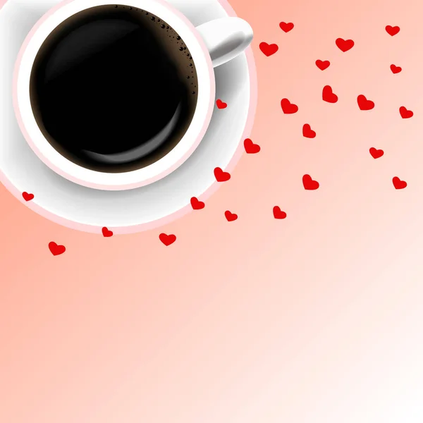 Valentine Med Gott Kaffe Och Små Hjärtan Eps10 Vektor — Stock vektor