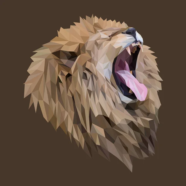 ライオン猫動物の低ポリ デザイン. — ストックベクタ