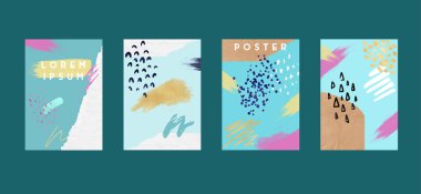 Poster düz geometrik desenli. Serin renkli arka planlar. Afiş, posterlerini açmaları, posterler, el ilanları için geçerli. 