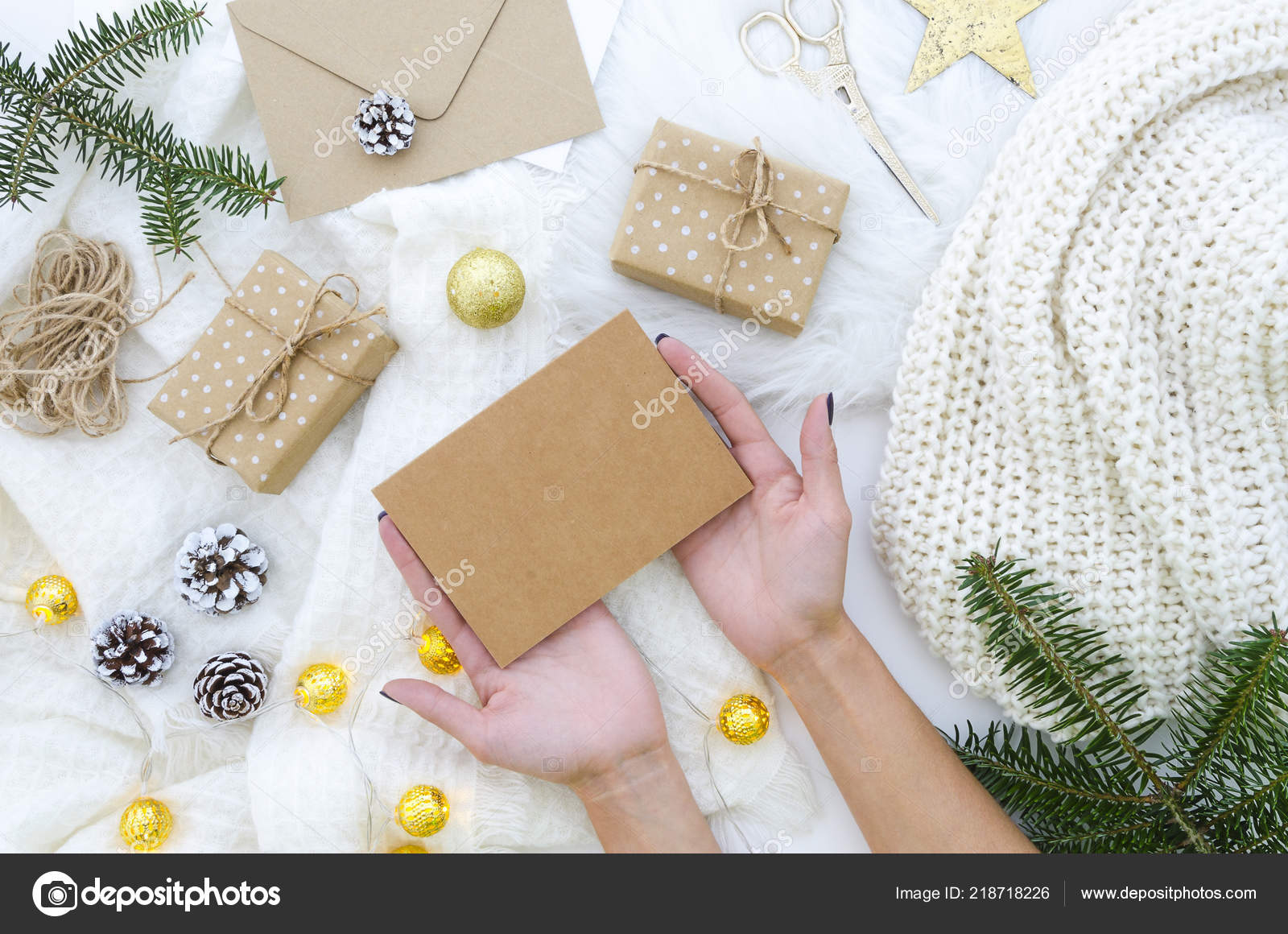 Download Female Hands Holding Blank Kraft Paper Mockup For Merry Christmas Greeting Card With Hand Lettering Christmas Holiday Xmas Composition Flat Lay Top View Stock Photo Image By C Woodpencil 218718226