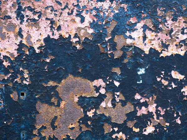 Métal d'acier vieilli avec peinture à peler bleue et fond de texture rouille — Photo