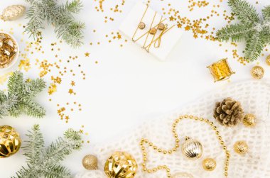 En iyi dilekler metni için fotokopi alanı olan Noel Kartı arkaplanının üst görünümü