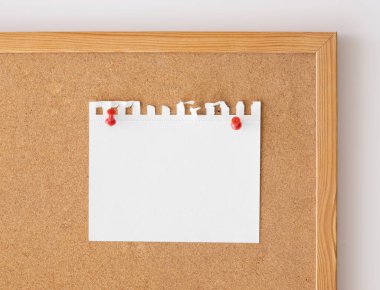 Boş kağıt maketini güverteden aşağı sabitleyin. Mantar tahtası arka planı, ön görünüm