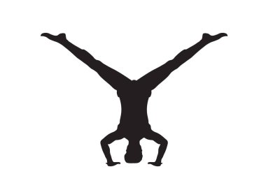 Yoga silueti. İzole edilmiş poz vektör çizimi. Kadın gevşemesi ve sağlık hizmeti kavramı