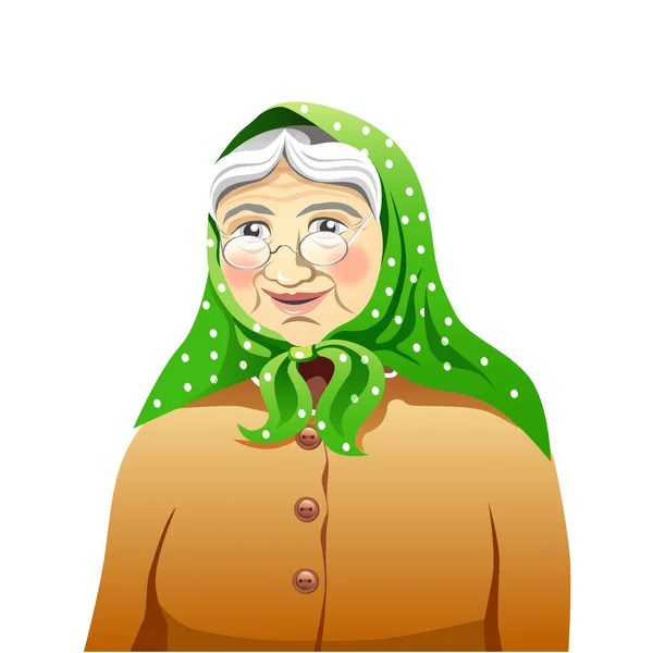 Babička Stará Žena Šálu — Stockový vektor