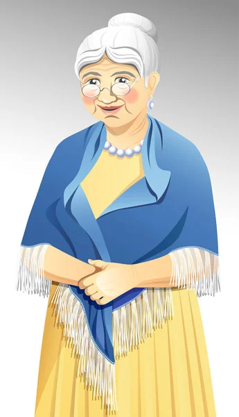 Babcia Staruszka Szalik — Wektor stockowy