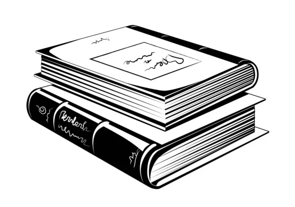 Две Книги Лежат Стопке — стоковый вектор