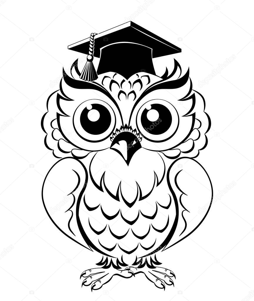 Owl in square academic cap
