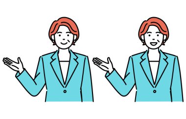 Yetişkin bir iş kadını tarafından yönetilen basit bir çizim.