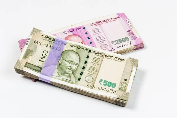 Valute Indiane 2000 500 Pacchetti Rupie Foto Stock