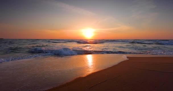 Océano Playa Amanecer Nubes Cielo Colorido Dramático — Vídeos de Stock