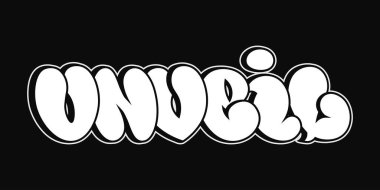 Cesur bir graffiti tasarımı, şehir sanatları meraklıları için mükemmel, çarpıcı bir siyah-beyaz renk düzeniyle kelimenin açılışını yapıyor..