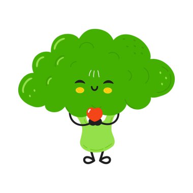 Bu sevimli brokoli karikatürü aşkı ve neşeyi ifade ediyor, sağlıklı beslenme ve pozitifliği iletmek için mükemmel. Çok hoş bir çizim..