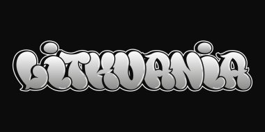 Şık ve canlı bir graffiti tasarımı Litvanya 'yı simsiyah bir zemin üzerine yazarak, cesur ve benzersiz harfleriyle dikkatleri üzerine çekiyor..