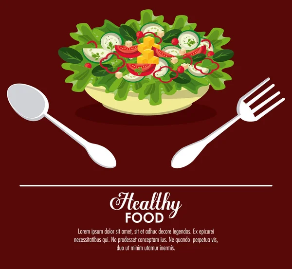 Salad lezat makanan sehat - Stok Vektor