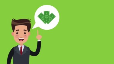 İşadamı para Hd animasyon hakkında konuşmak
