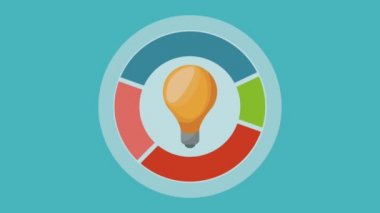 Ampul renkli yuvarlak simge Hd animasyon