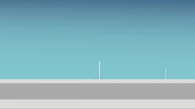 Güneşli bir gün yüksek çözünürlüklü animasyon renkli mahallinde şehre göre geçen futuristic Kiralık