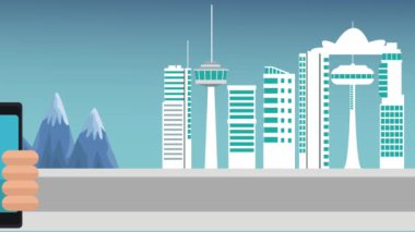 Şehir Hd animasyon konumda gösterilen işadamı