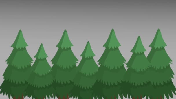 Bosque con el sol saliente animación HD — Vídeos de Stock