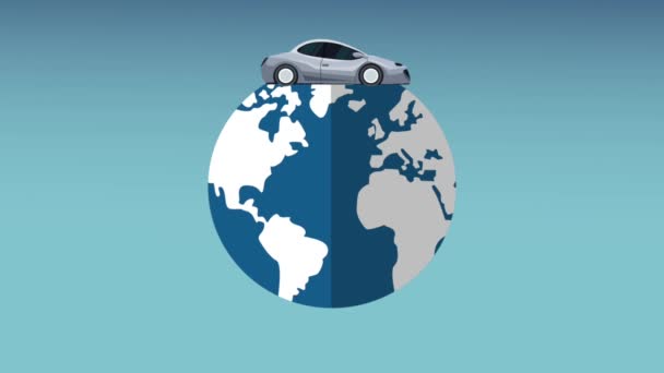 Dünya Hd animasyon sürme araba — Stok video