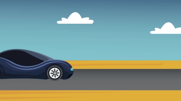 Futuristic car on road HD animation — Stock Video