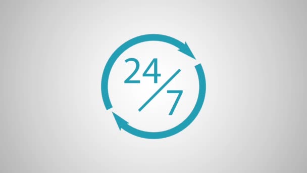 24 Stunden 7 Tage Service HD Animation — Stockvideo