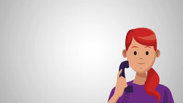 Womann calling from telephone HD animation — Stock Video