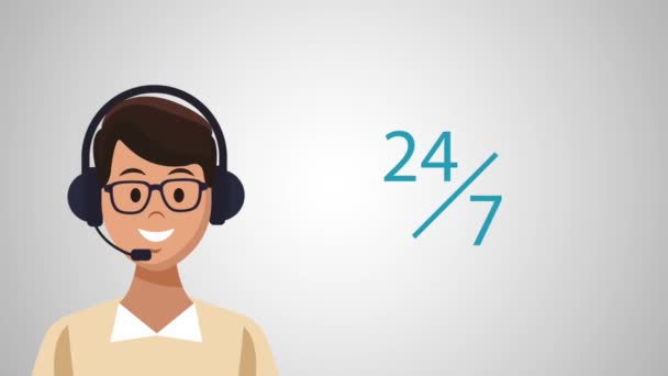 Call Center und Kundenservice HD Animation — Stockvideo