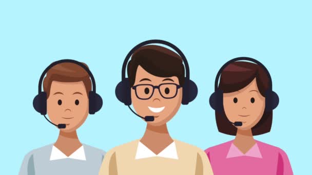 Call center en customer service teamwerk Hd animatie — Stockvideo