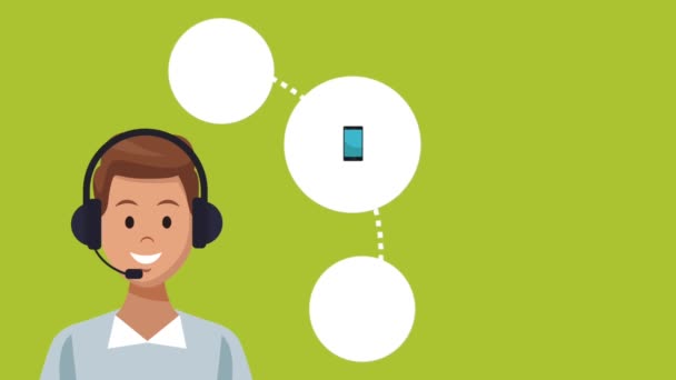 Call center en customer service Hd animatie — Stockvideo