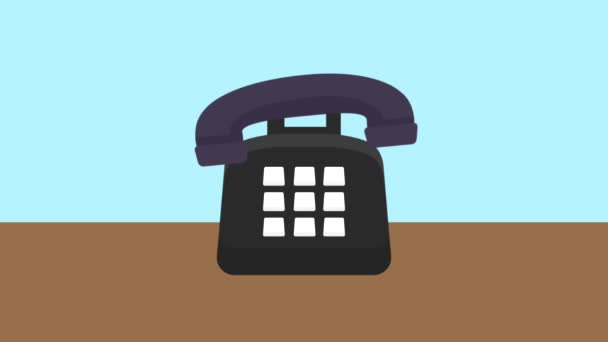 Telefon ringer över skrivbord Hd animation — Stockvideo