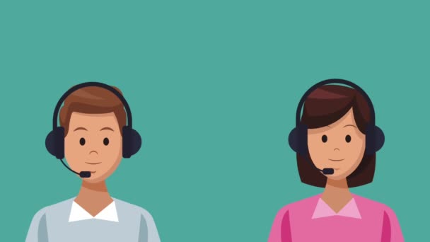 Call center e serviço ao cliente de animação HD — Vídeo de Stock