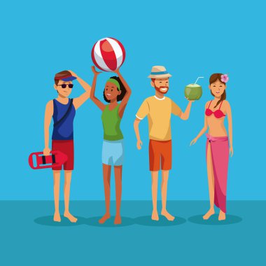 Gençler Yüzme yaz karikatürler vektör çizim grafik tasarım uygun