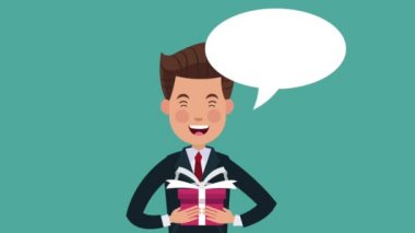 İşadamı giftbox Hd animasyon ile