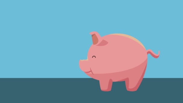 Dinero piggy ahorros HD animación — Vídeo de stock